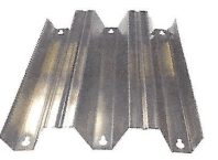 Metal brackets with holes, angled design.