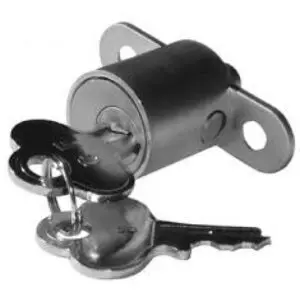 Lock cylinder with two attached keys.