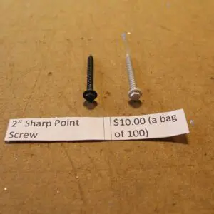 Two screws with price and description label.