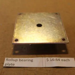 Metal rollup bearing plate with price tag.