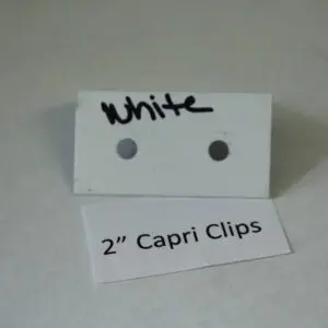White 2" Capri Clips with two holes.