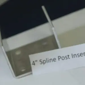Metal bracket labeled "4-Inch Spline Post Inserts".