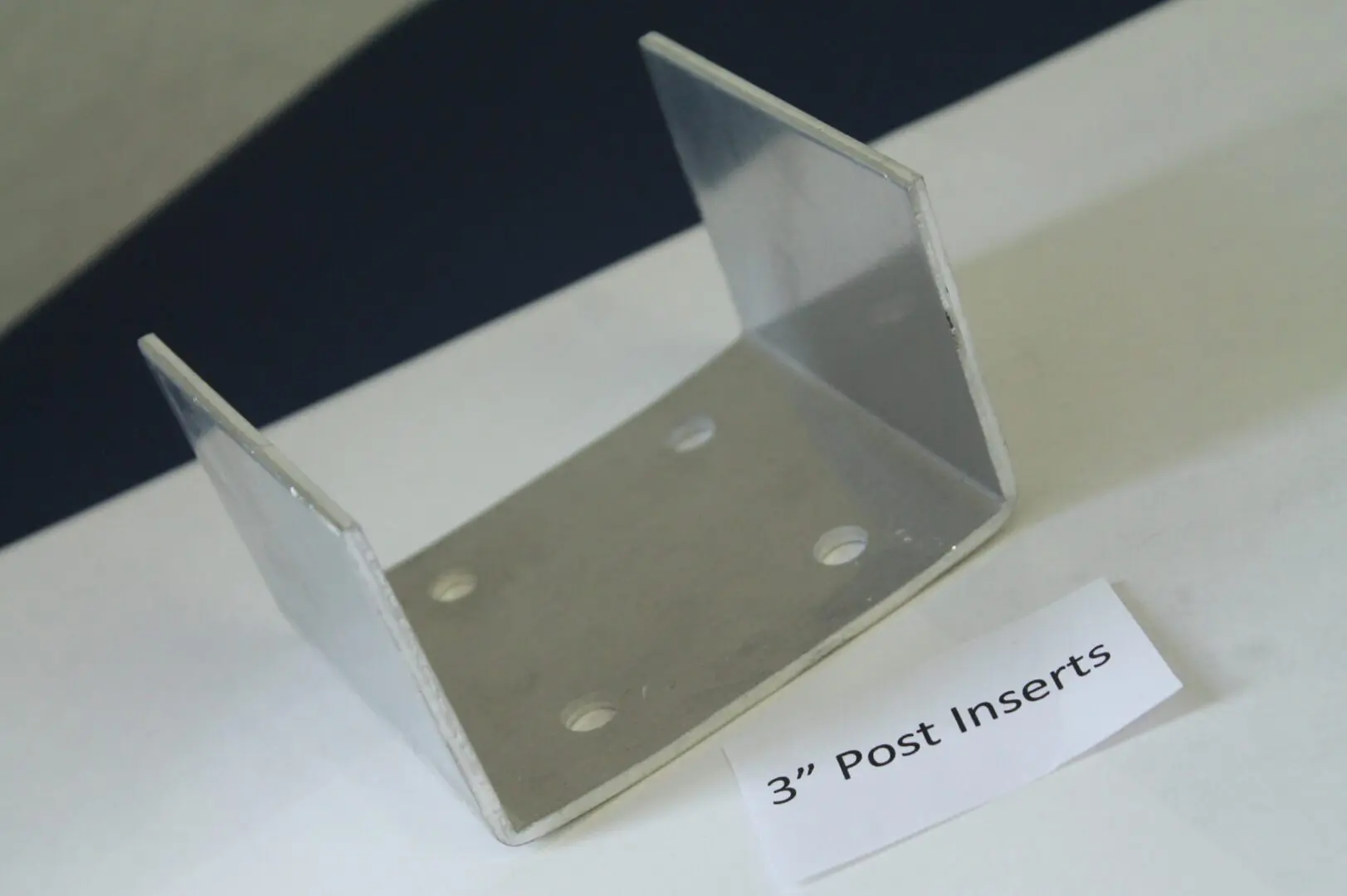 Metal bracket labeled "3'' Post Inserts".
