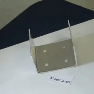 Metal bracket labeled "4-inch Post Insert".
