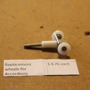Accordion replacement wheels, $8.76 each.