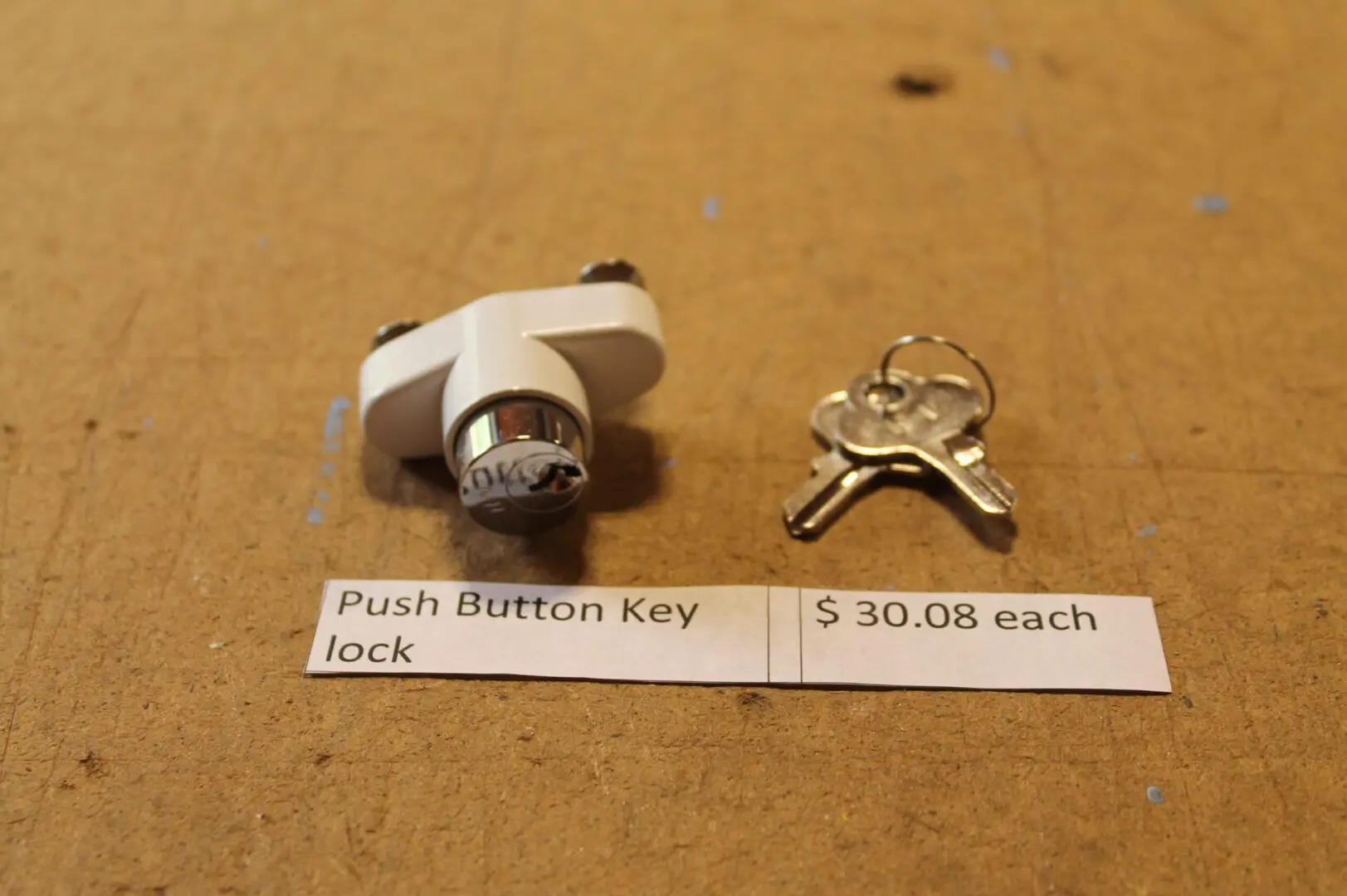 Push button key lock with keys.