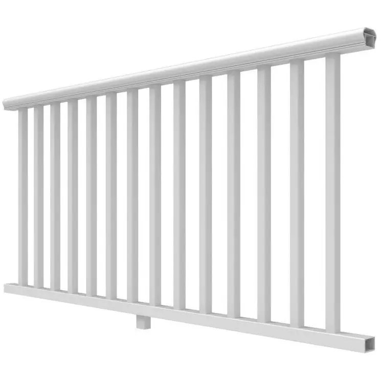 White railing with vertical balusters.